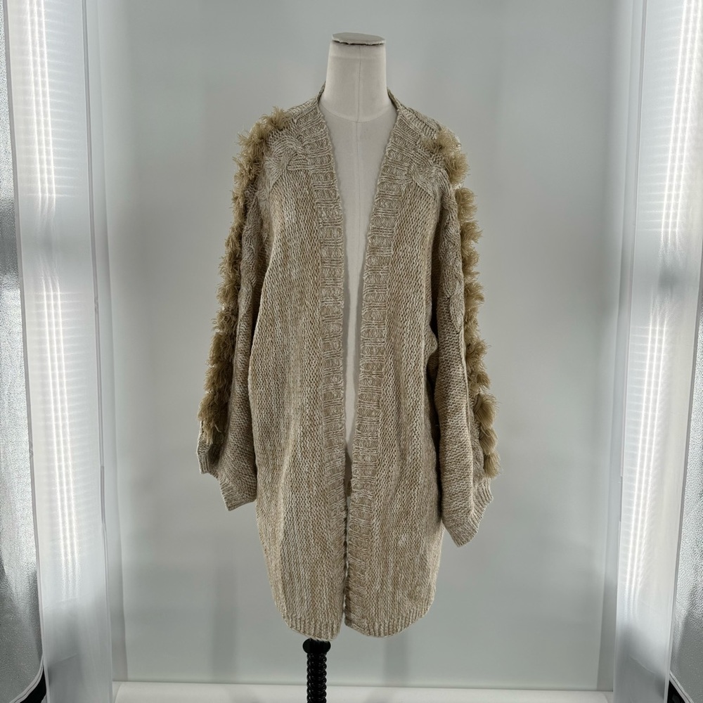 Anthropologie Braided Sleeve Chunky Cardigan One Size - Picture 4 of 9